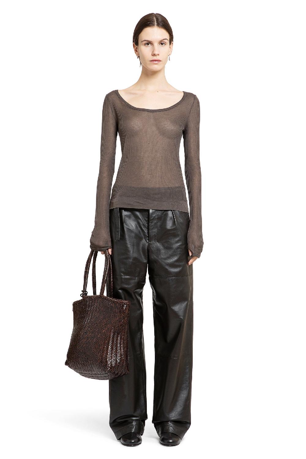 Antonioli LEMAIRE WOMAN BROWN T-SHIRTS & TANK TOPS