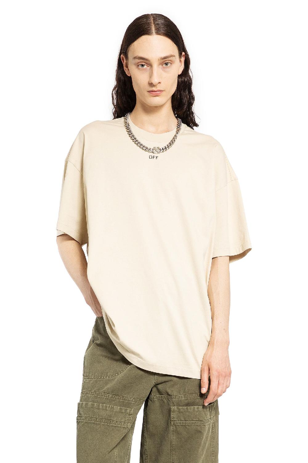 Antonioli OFF-WHITE MAN BEIGE T-SHIRTS & TANK TOPS