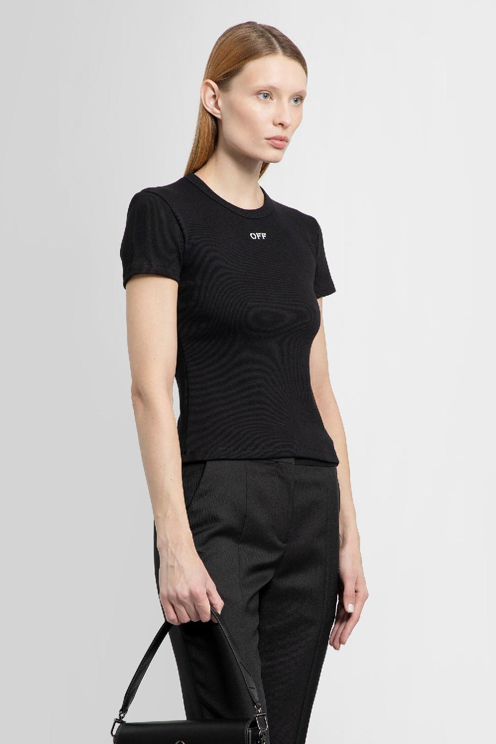 Antonioli OFF-WHITE WOMAN BLACK T-SHIRTS & TANK TOPS