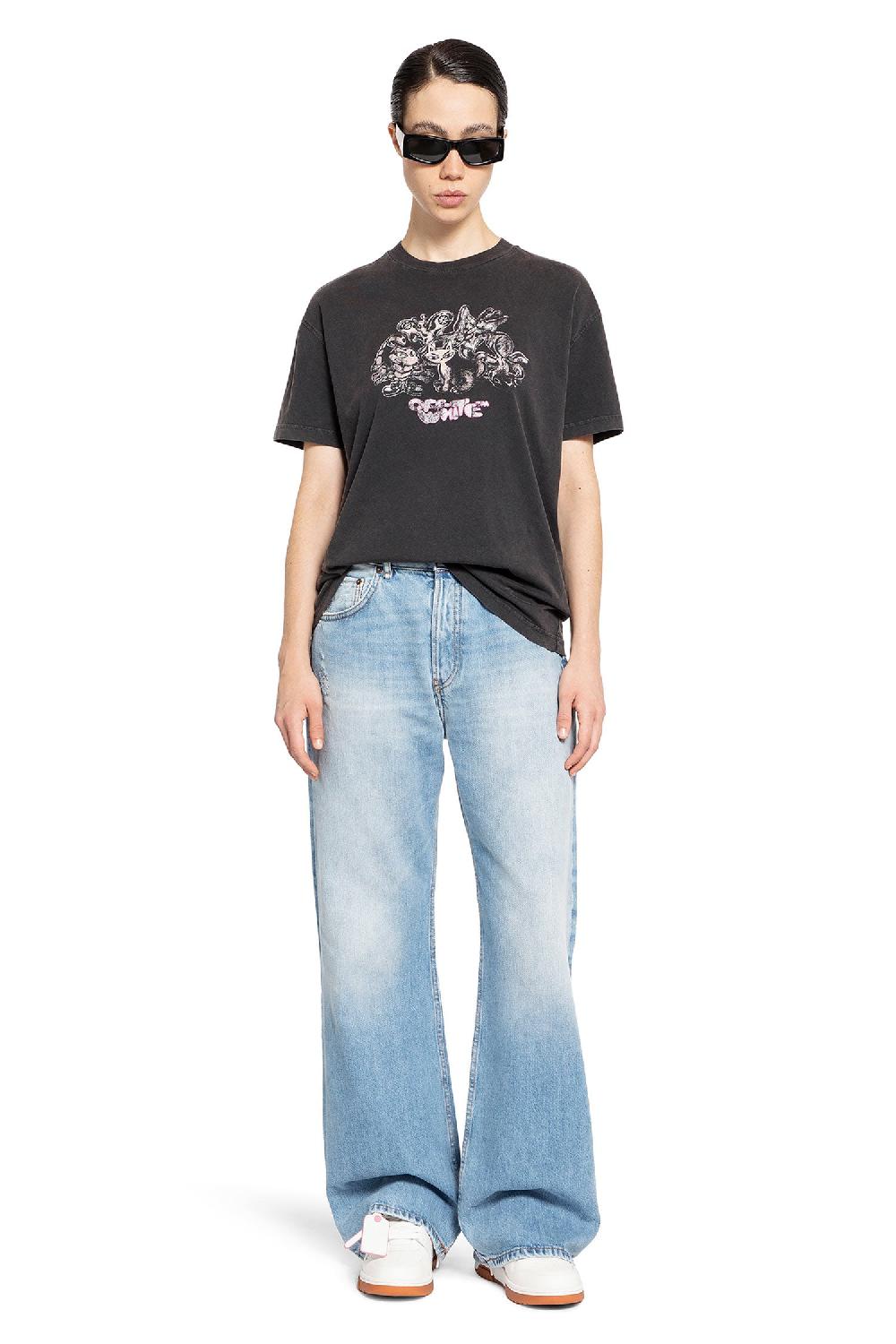 Antonioli OFF-WHITE WOMAN BLACK T-SHIRTS & TANK TOPS