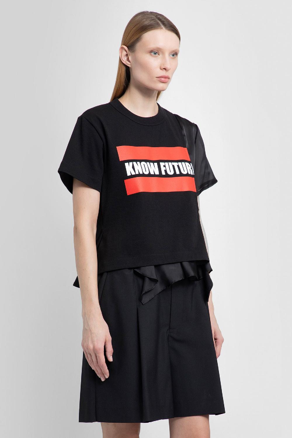 Antonioli SACAI WOMAN BLACK T-SHIRTS & TANK TOPS
