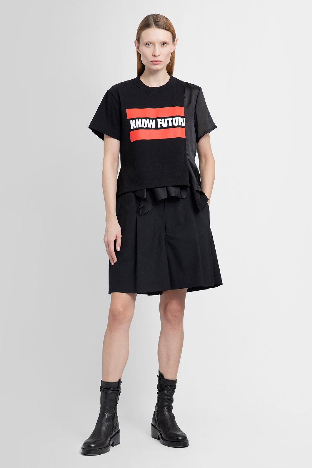Antonioli SACAI WOMAN BLACK T-SHIRTS & TANK TOPS