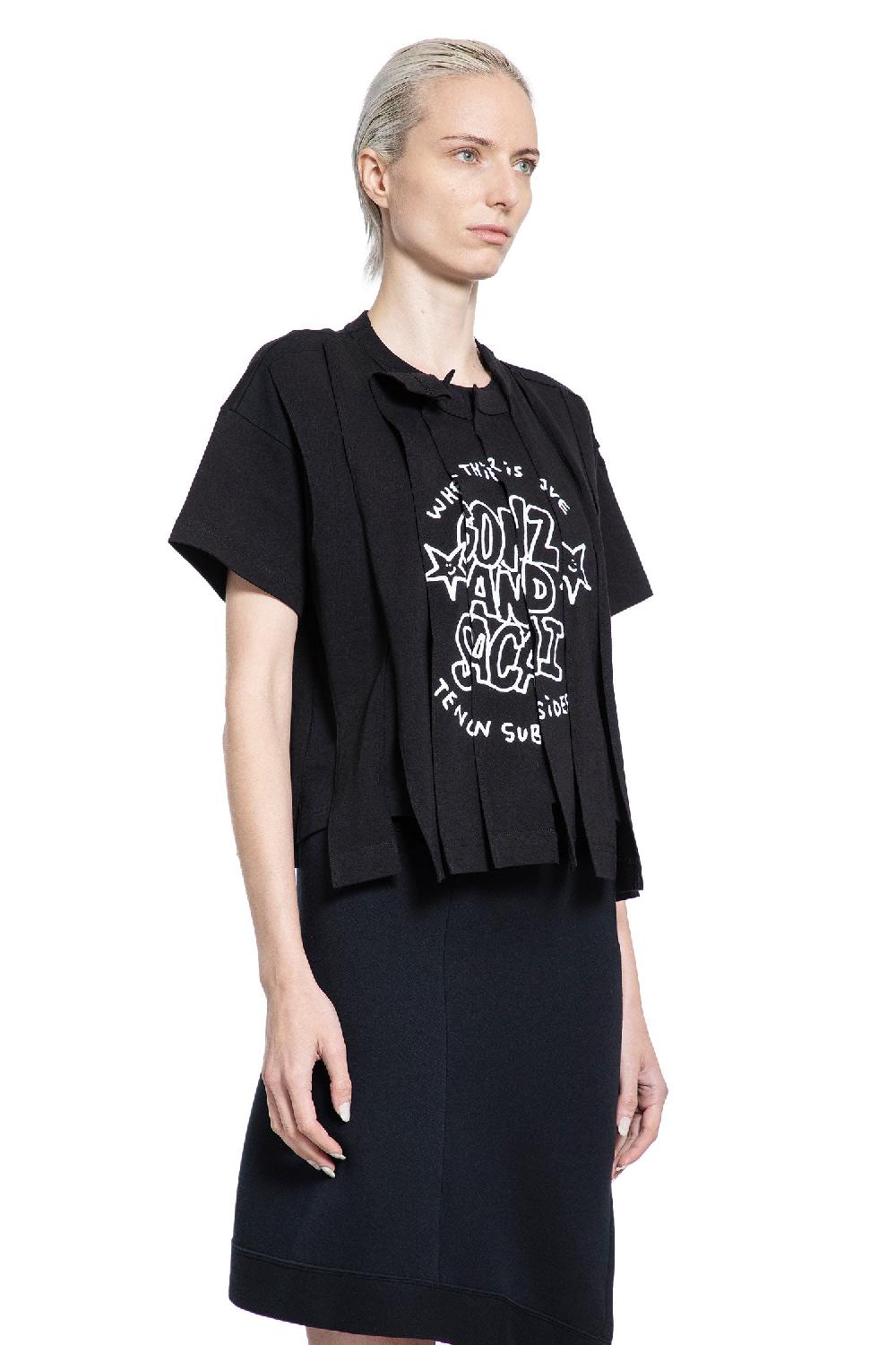 Antonioli SACAI WOMAN BLACK T-SHIRTS & TANK TOPS