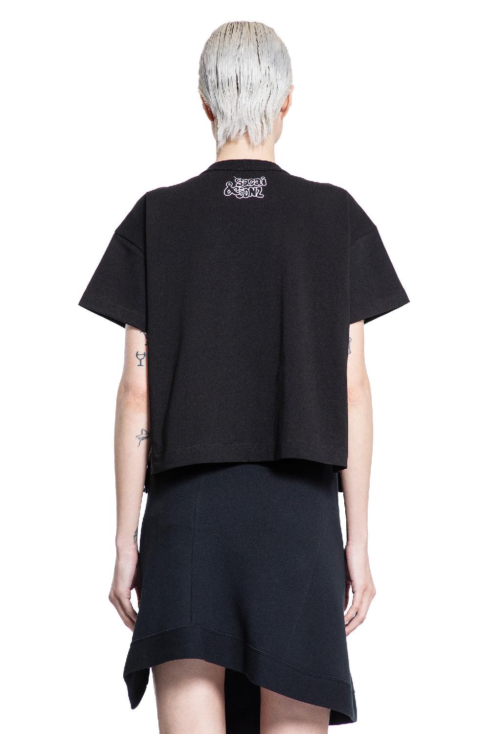 Antonioli SACAI WOMAN BLACK T-SHIRTS & TANK TOPS