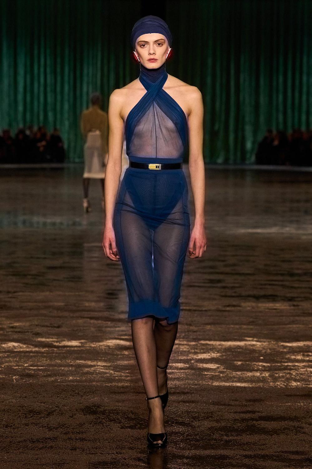 Antonioli SAINT LAURENT WOMAN BLUE SKIRTS