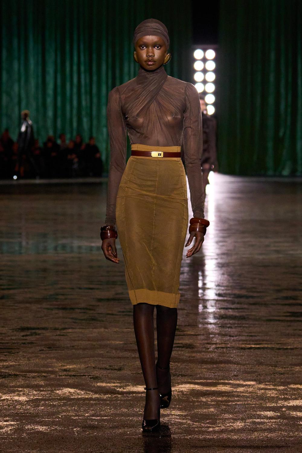 Antonioli SAINT LAURENT WOMAN BROWN SKIRTS