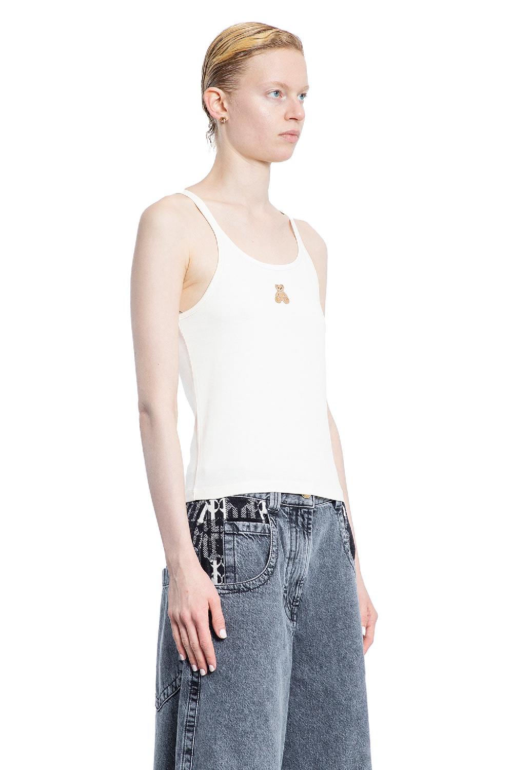 Antonioli PALM ANGELS WOMAN OFF-WHITE T-SHIRTS & TANK TOPS