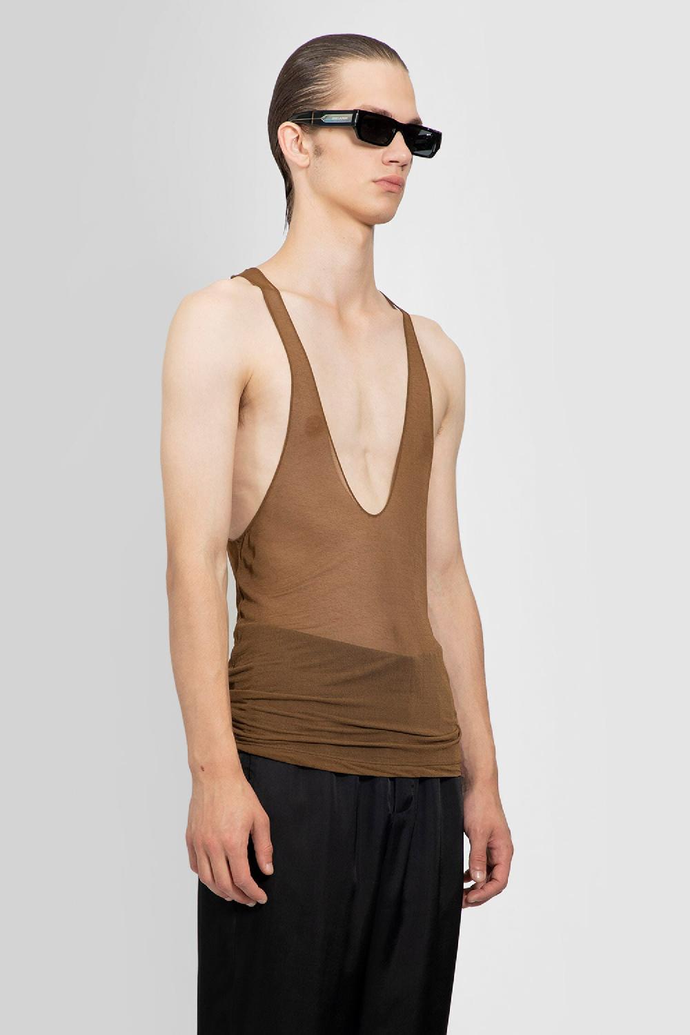 Antonioli SAINT LAURENT MAN BROWN T-SHIRTS & TANK TOPS
