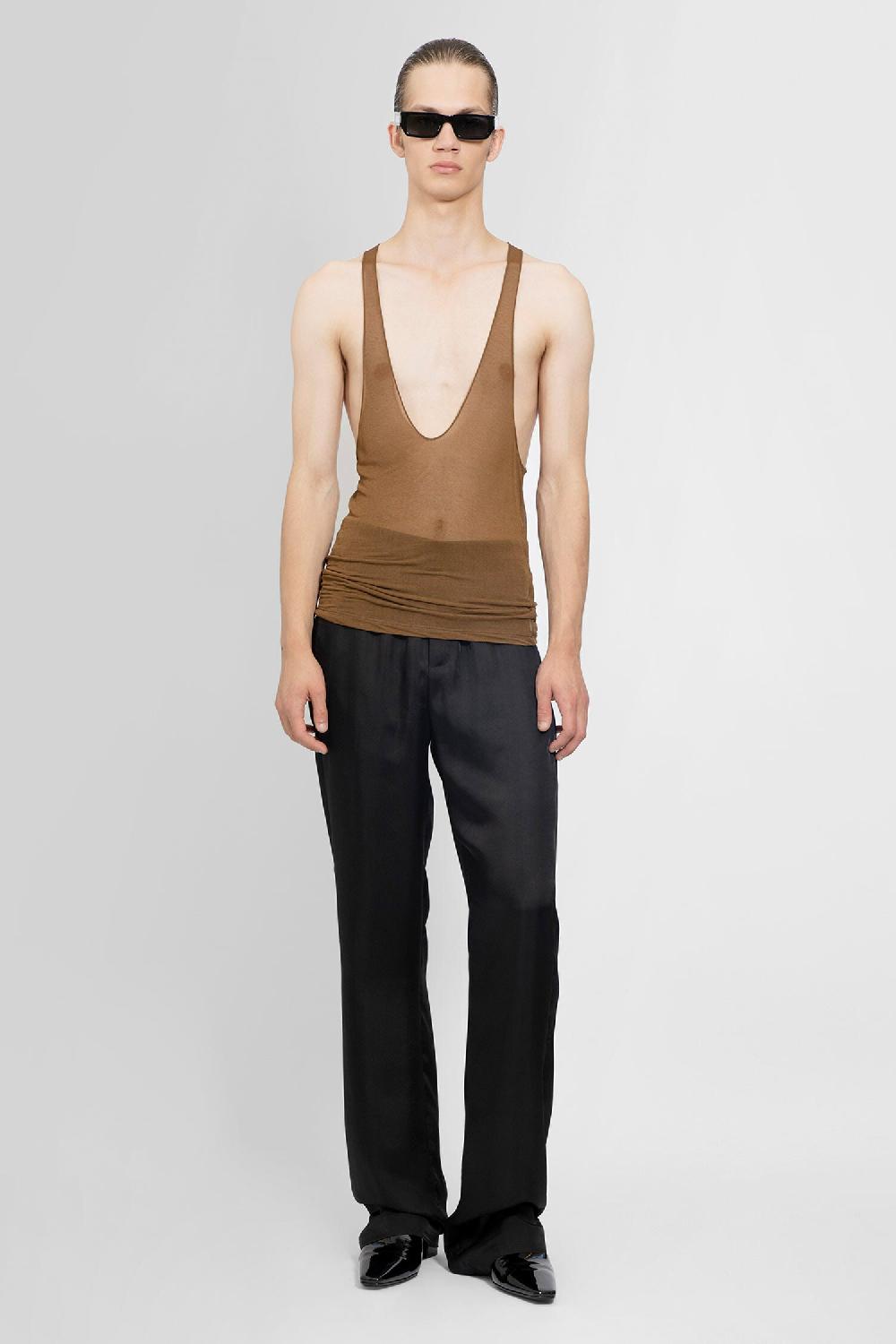 Antonioli SAINT LAURENT MAN BROWN T-SHIRTS & TANK TOPS