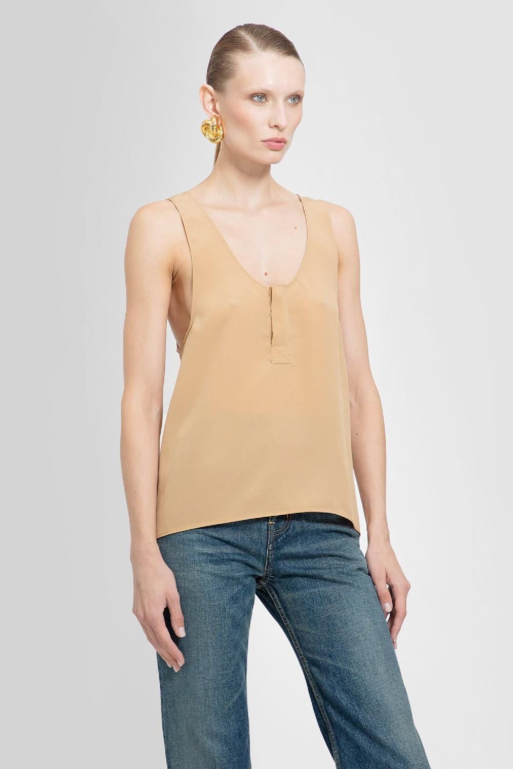 Antonioli SAINT LAURENT WOMAN BEIGE T-SHIRTS & TANK TOPS