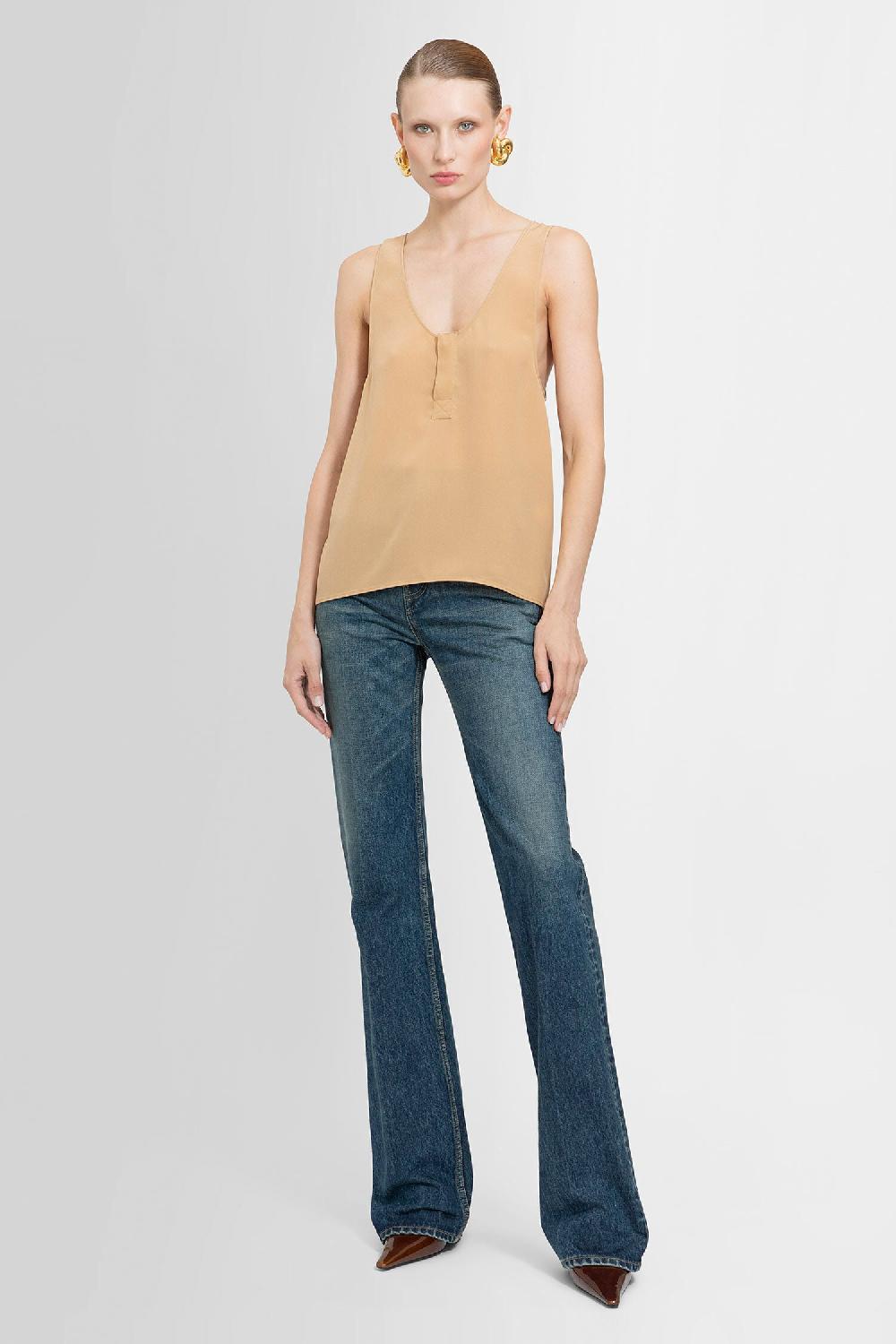 Antonioli SAINT LAURENT WOMAN BEIGE T-SHIRTS & TANK TOPS