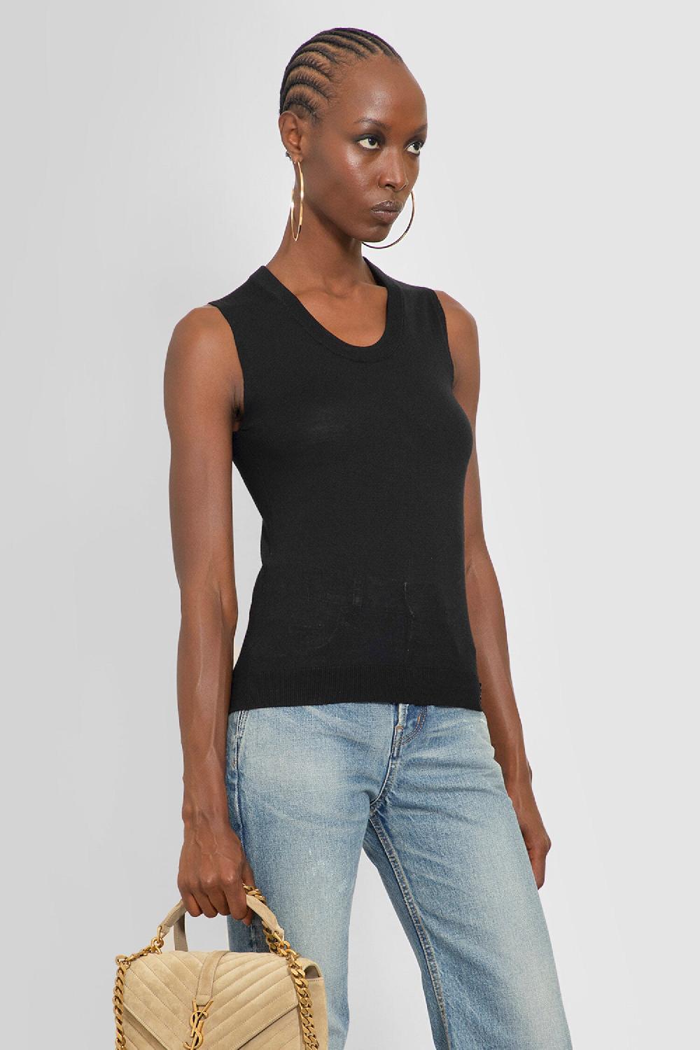 Antonioli SAINT LAURENT WOMAN BLACK T-SHIRTS & TANK TOPS