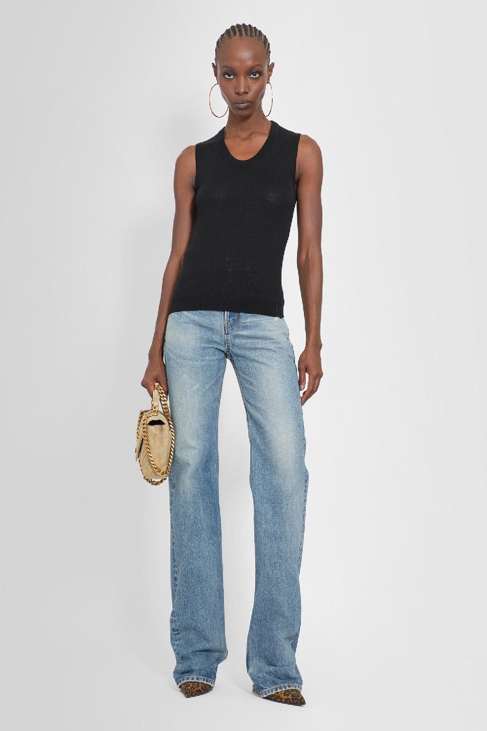 Antonioli SAINT LAURENT WOMAN BLACK T-SHIRTS & TANK TOPS