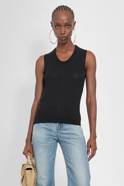 Antonioli SAINT LAURENT WOMAN BLACK T-SHIRTS & TANK TOPS