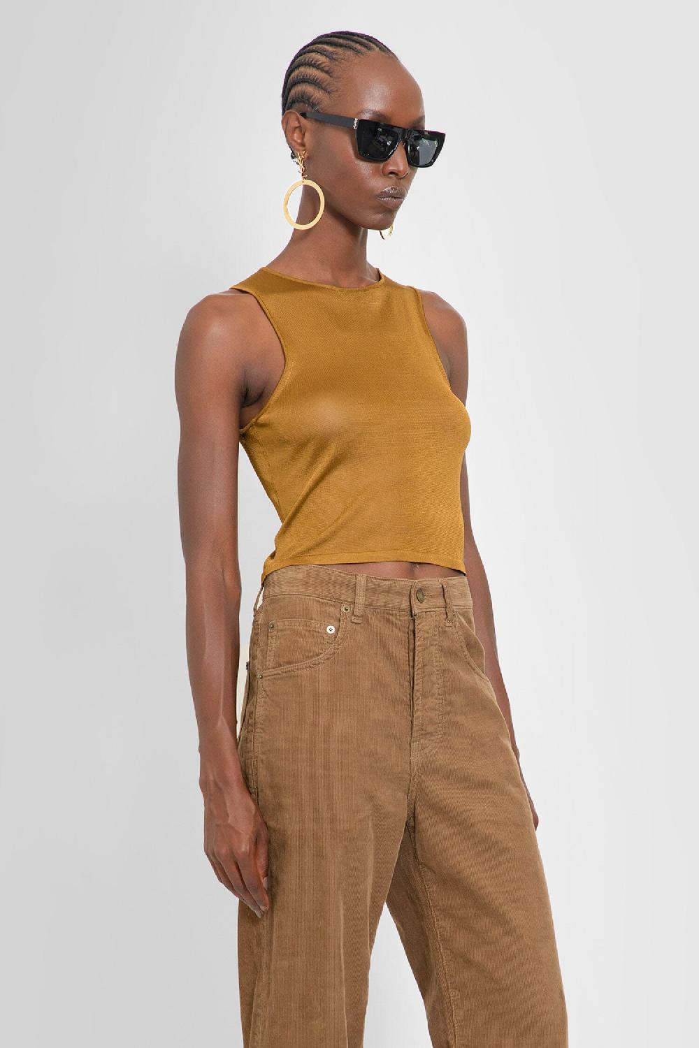 Antonioli SAINT LAURENT WOMAN BROWN T-SHIRTS & TANK TOPS
