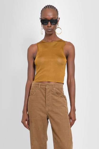 Antonioli SAINT LAURENT WOMAN BROWN T-SHIRTS & TANK TOPS