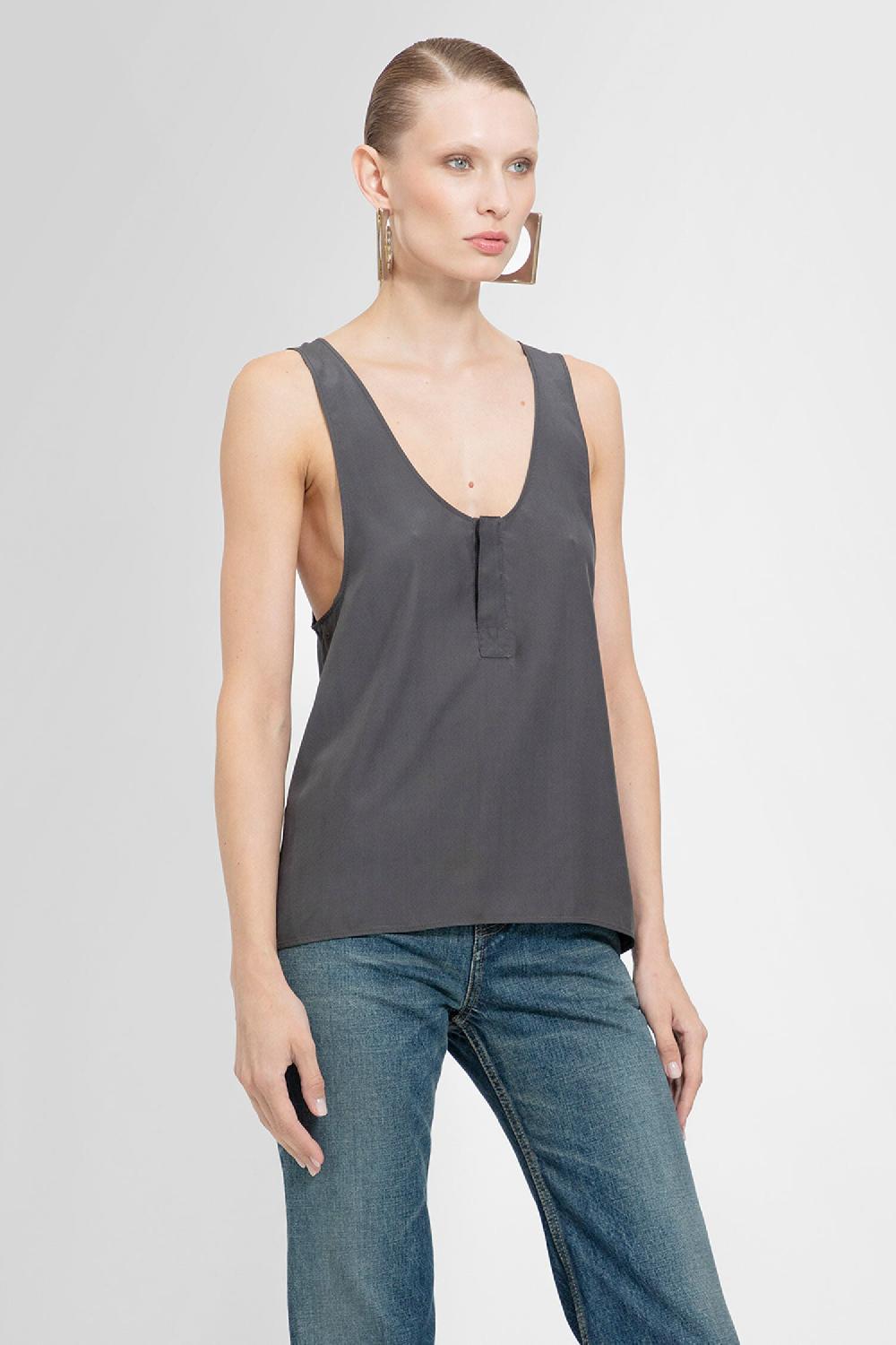 Antonioli SAINT LAURENT WOMAN GREY T-SHIRTS & TANK TOPS
