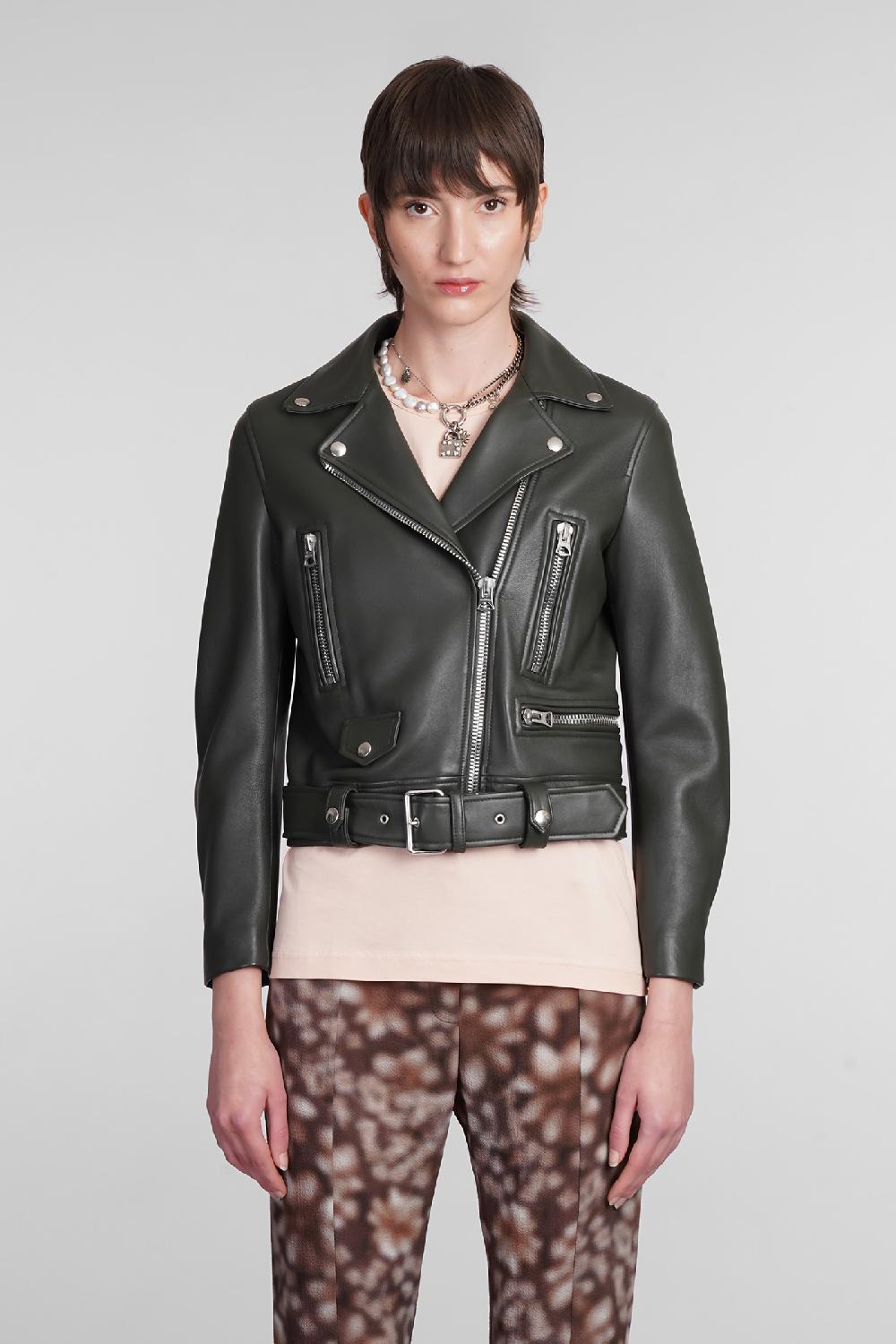 Deliberti Acne Studios Giacca biker mock in pelle verde cod. 344039 - Deliberti The Luxury Shopping