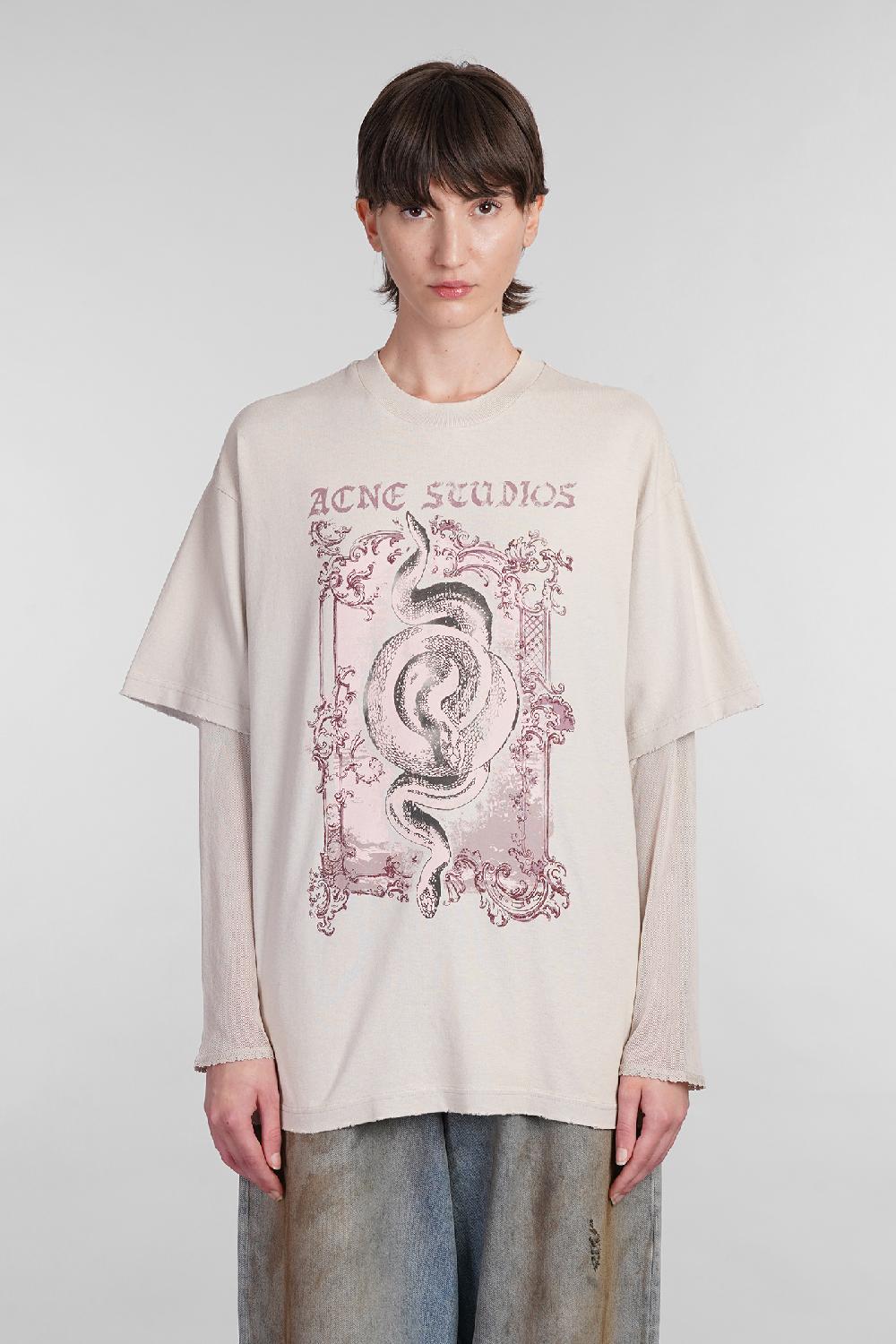 Deliberti Acne Studios T-shirt in cotone beige cod. 402970 - Deliberti The Luxury Shopping