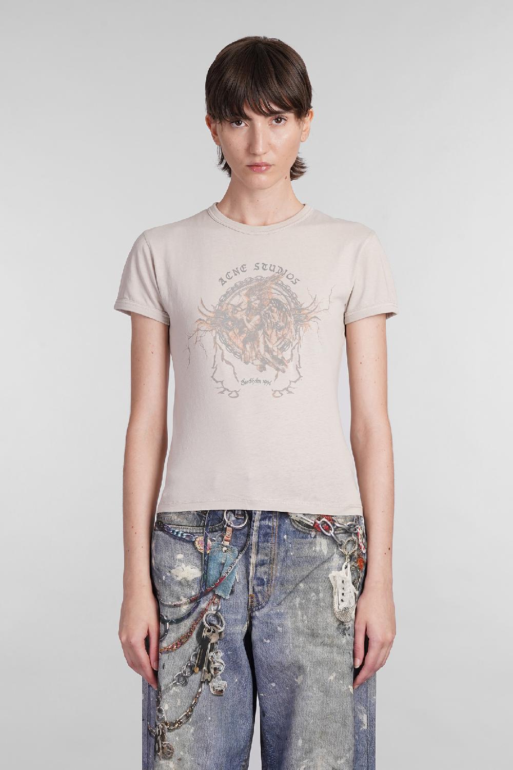 Deliberti Acne Studios T-shirt in cotone beige cod. 402972 - Deliberti The Luxury Shopping