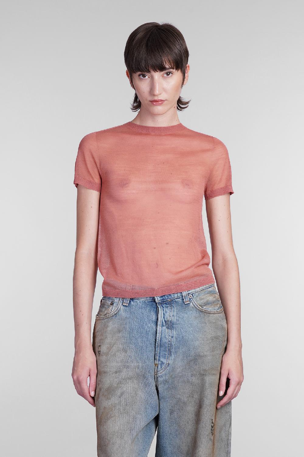 Deliberti Acne Studios T-shirt in lana rosa cod. 406152 - Deliberti The Luxury Shopping