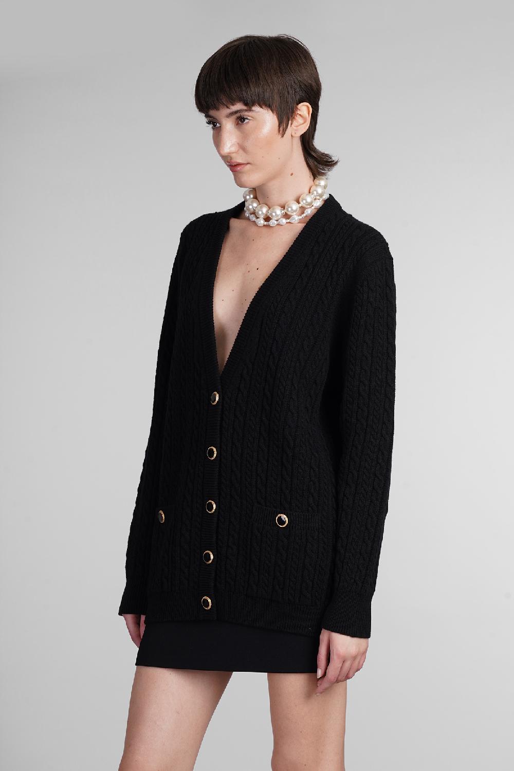 Deliberti Alessandra Rich Cardigan In Lana Nera Cod. 403763 - Deliberti The Luxury Shopping