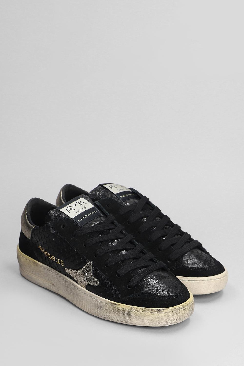 Deliberti Ama Brand Sneakers In Pelle E Camoscio Nero Cod. 404599 - Deliberti The Luxury Shopping