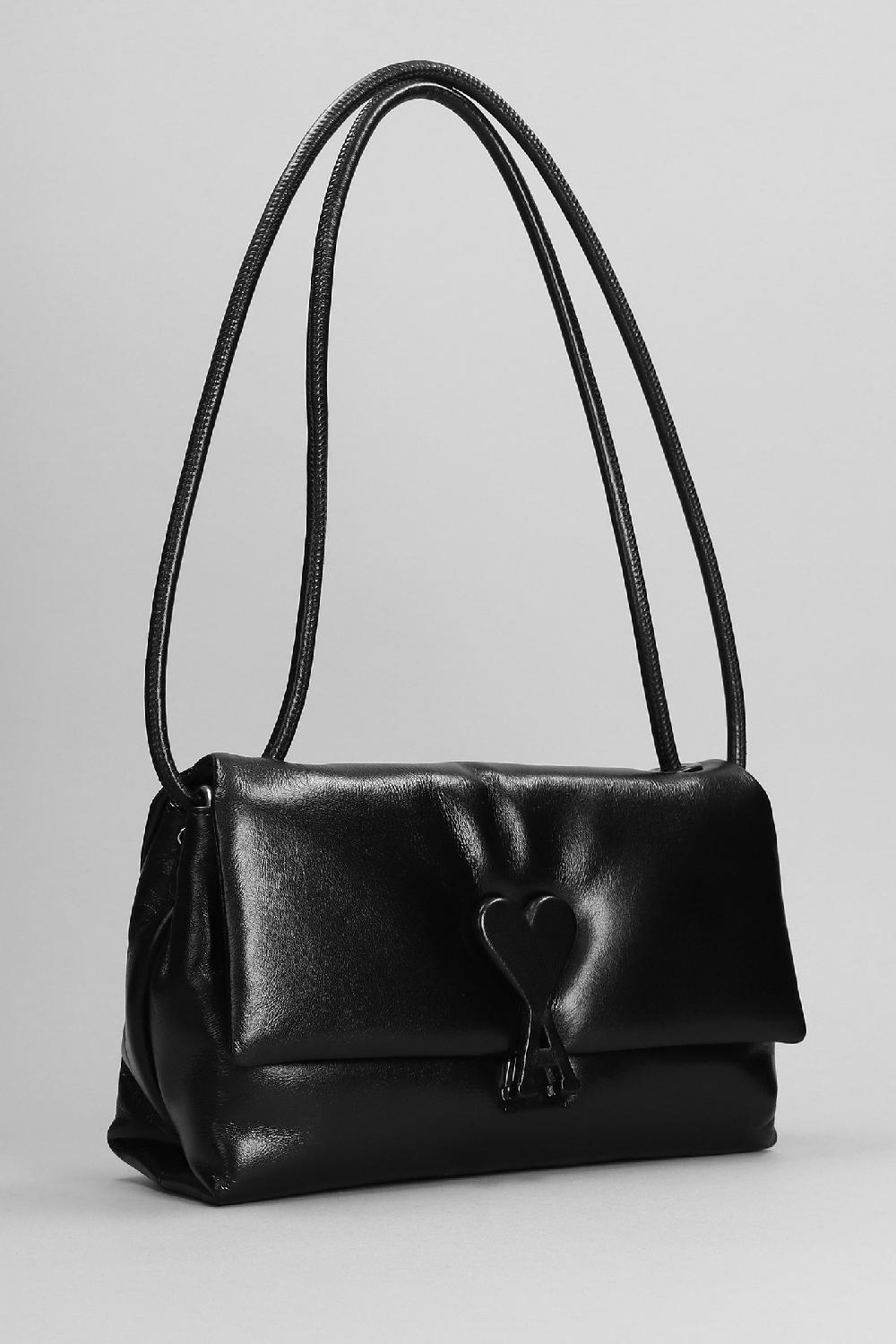 Deliberti Ami Paris Borsa A Spalla In Pelle Nera Cod. 401905 - Deliberti The Luxury Shopping