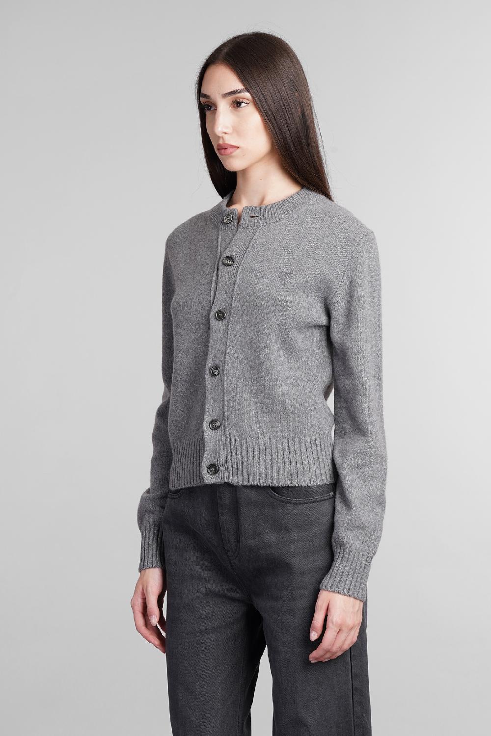 Deliberti Ami Paris Cardigan In Cashmere Grigia Cod. 405007 - Deliberti The Luxury Shopping