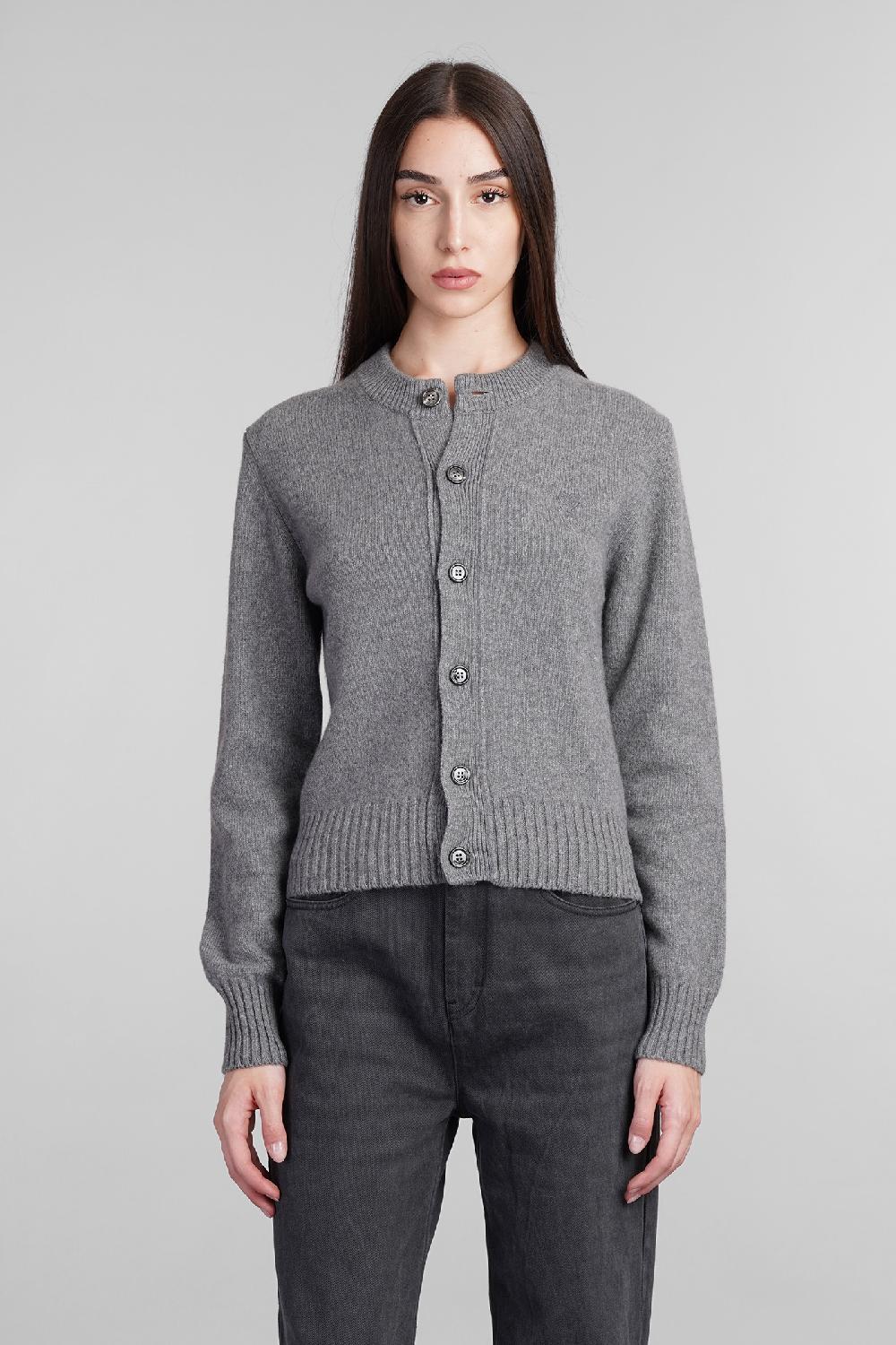 Deliberti Ami Paris Cardigan in cashmere grigia cod. 405007 - Deliberti The Luxury Shopping