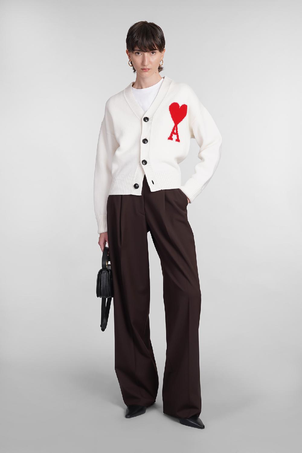 Deliberti Ami Paris Cardigan In Lana Beige Cod. 402078 - Deliberti The Luxury Shopping