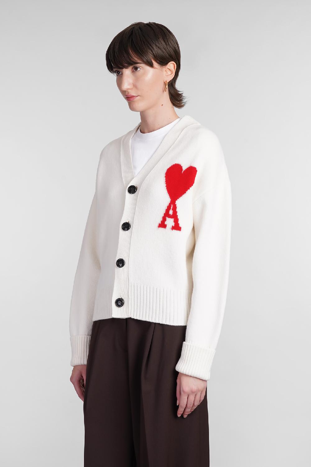 Deliberti Ami Paris Cardigan In Lana Beige Cod. 402078 - Deliberti The Luxury Shopping