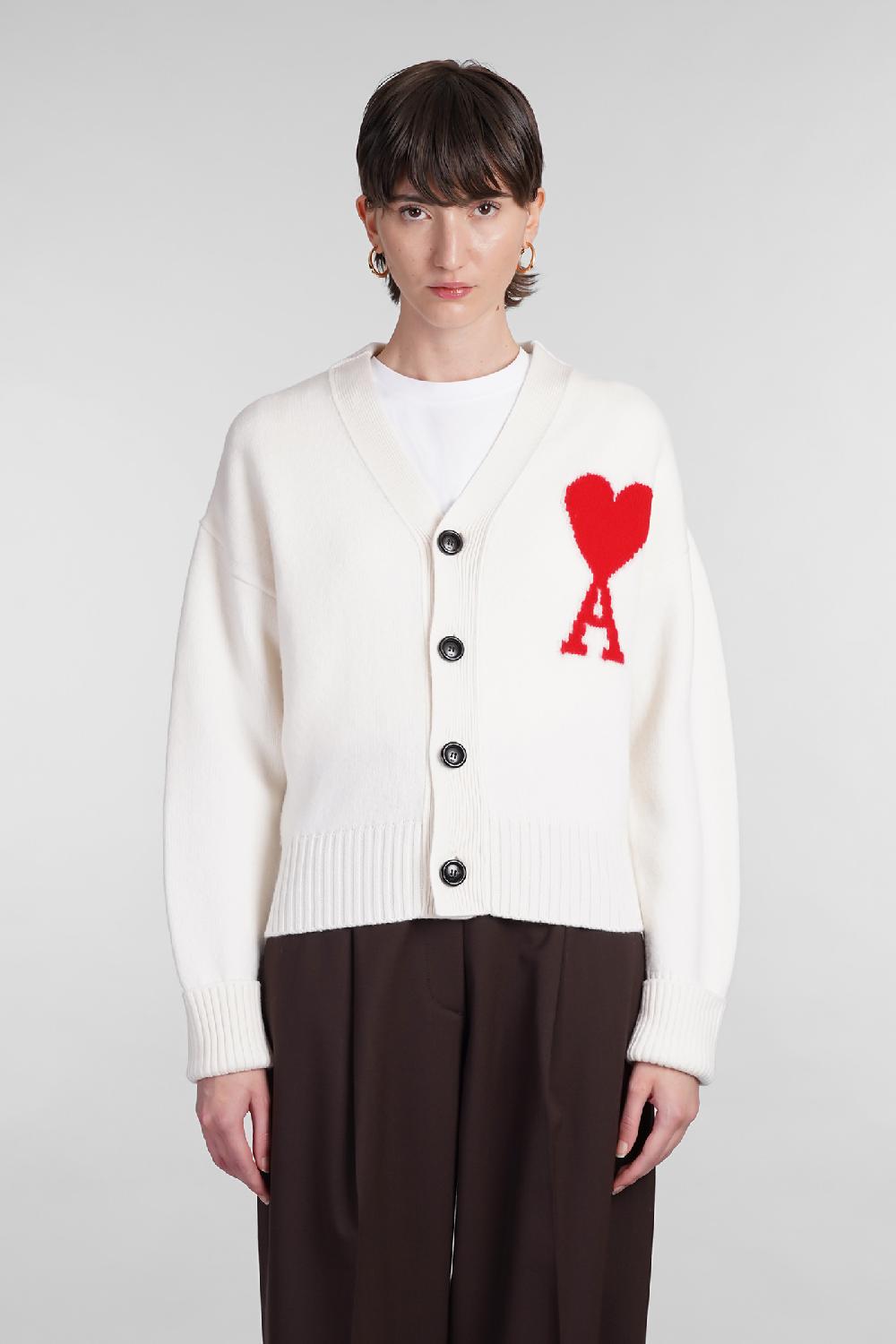Deliberti Ami Paris Cardigan in lana beige cod. 402078 - Deliberti The Luxury Shopping
