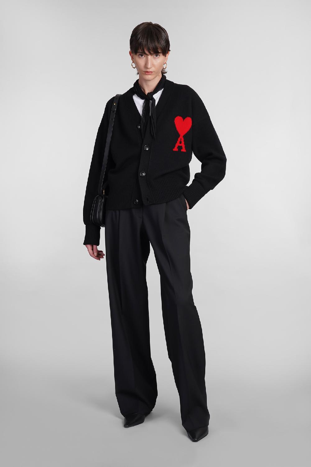 Deliberti Ami Paris Cardigan In Lana Nera Cod. 402079 - Deliberti The Luxury Shopping