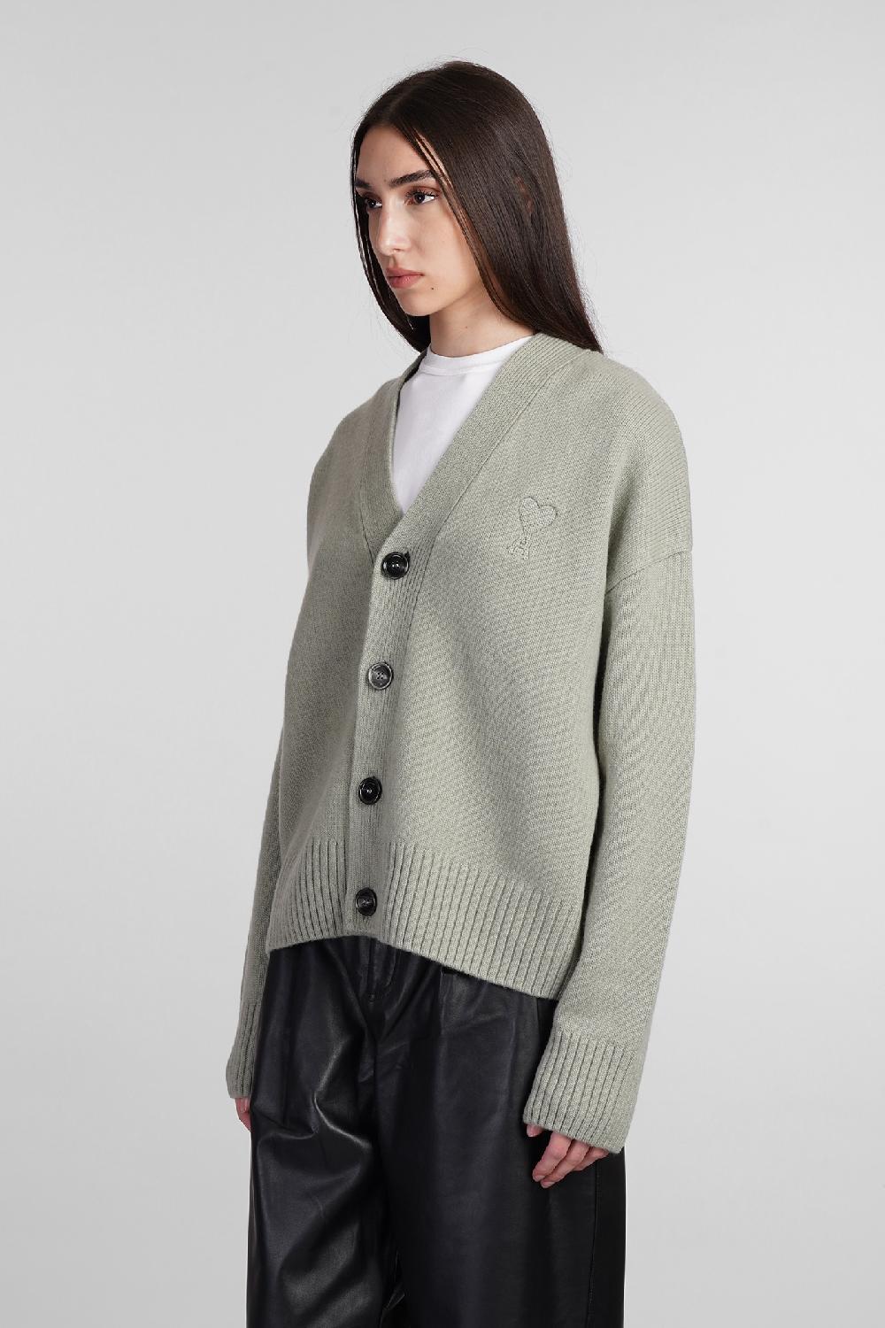 Deliberti Ami Paris Cardigan In Lana Verde Cod. 406931 - Deliberti The Luxury Shopping