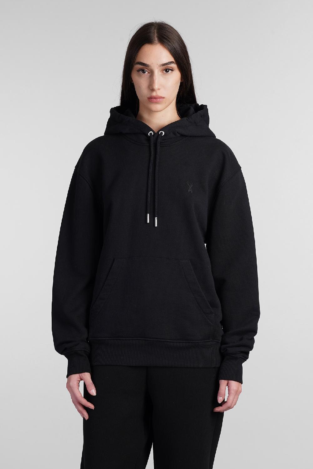 Deliberti Ami Paris Felpa in cotone nero cod. 402083 - Deliberti The Luxury Shopping