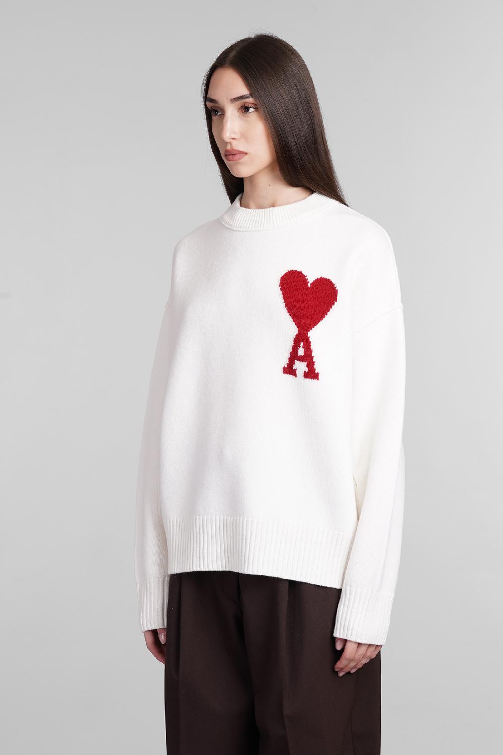 Deliberti Ami Paris Maglia In Lana Bianca Cod. 403271 - Deliberti The Luxury Shopping