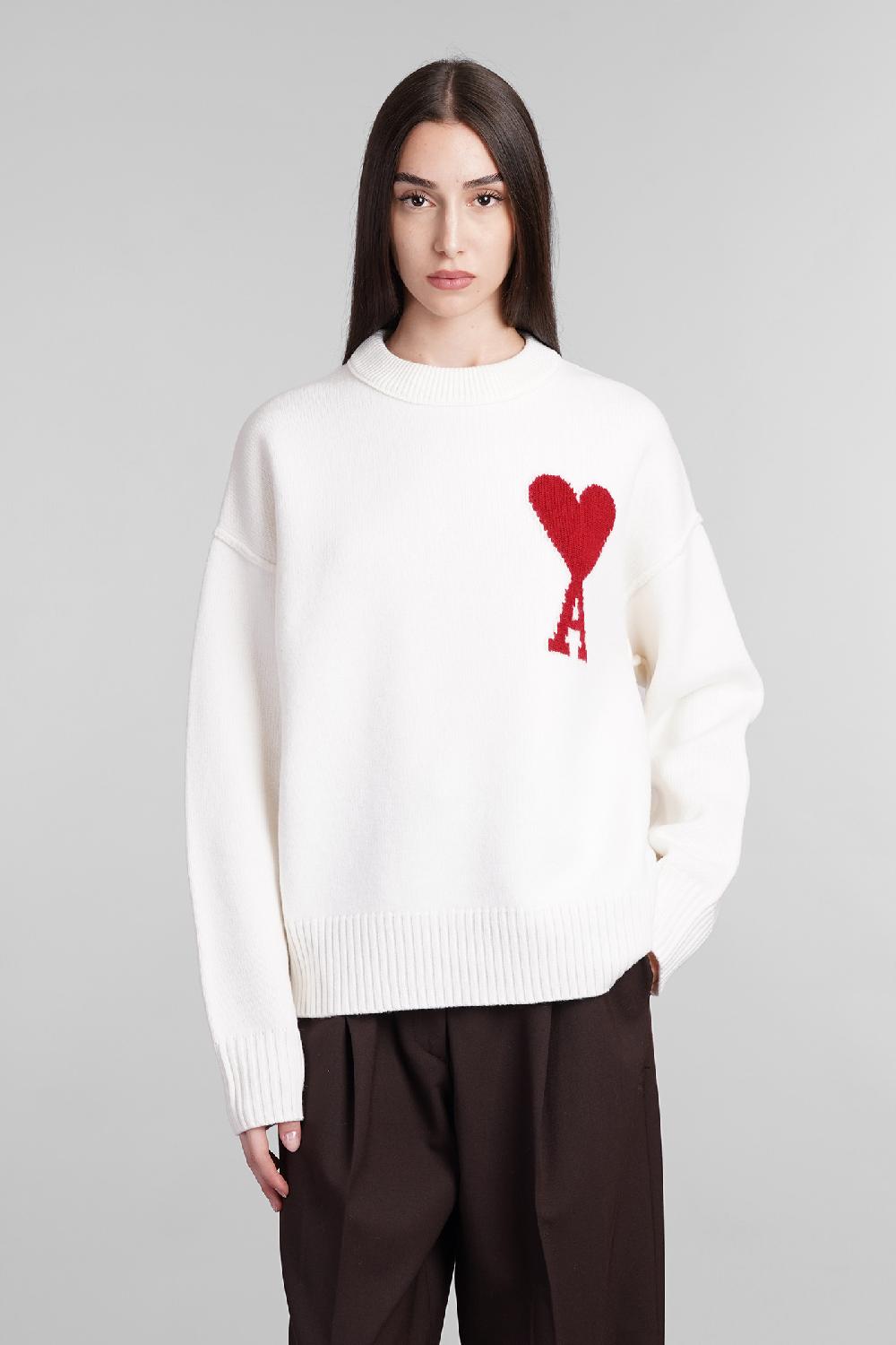 Deliberti Ami Paris Maglia in lana bianca cod. 403271 - Deliberti The Luxury Shopping