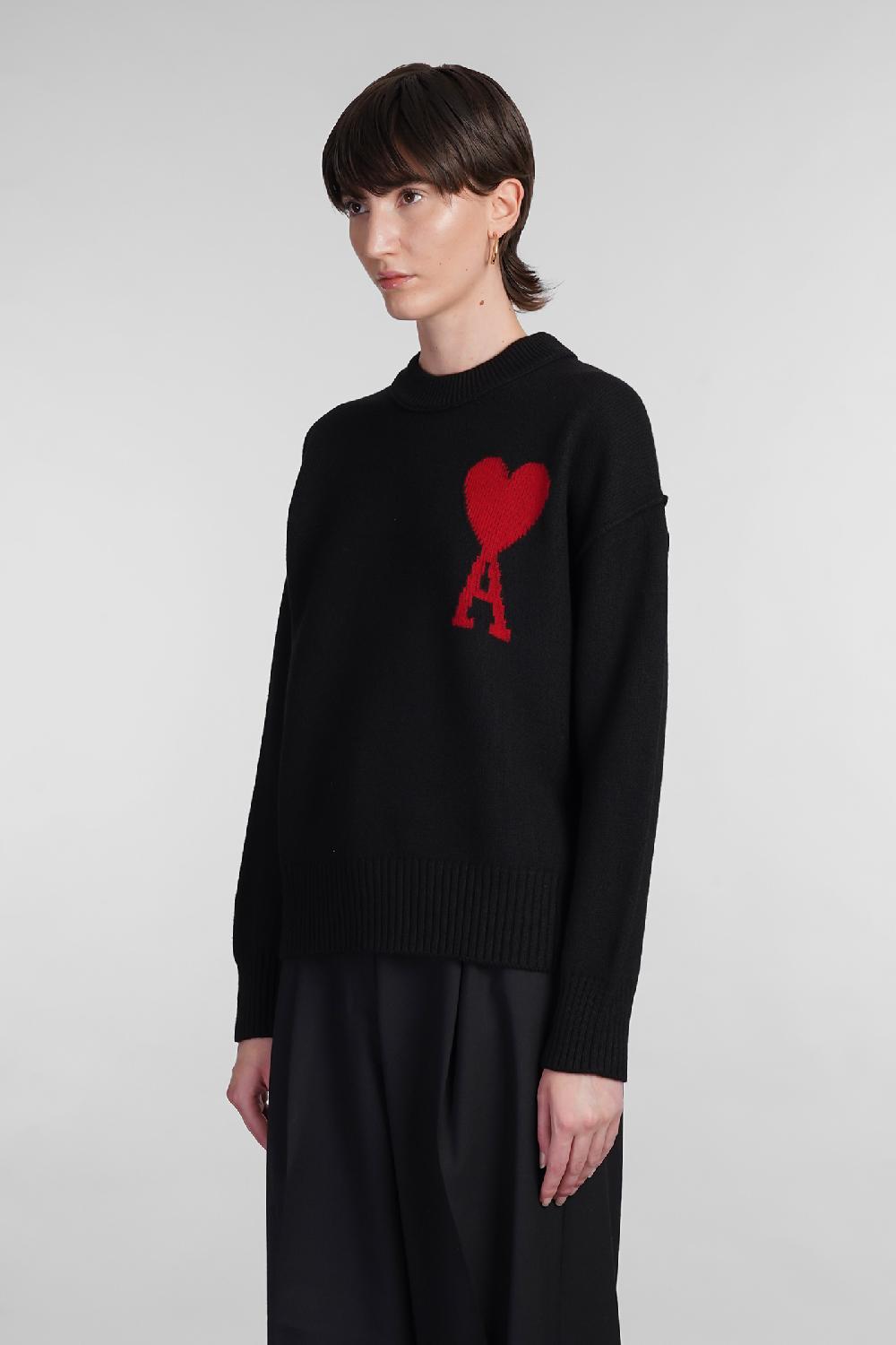 Deliberti Ami Paris Maglia In Lana Nera Cod. 402080 - Deliberti The Luxury Shopping