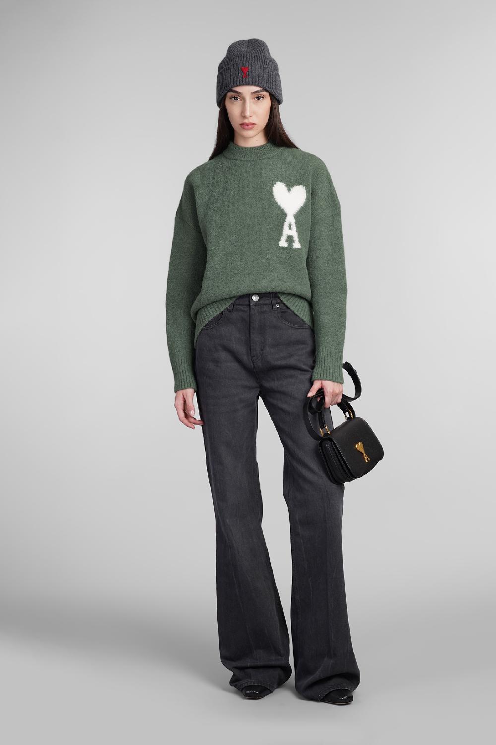 Deliberti Ami Paris Maglia In Lana Verde Cod. 406120 - Deliberti The Luxury Shopping