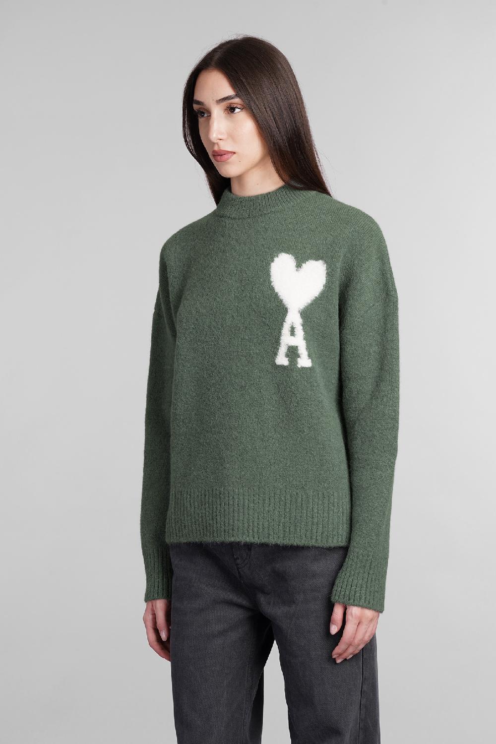 Deliberti Ami Paris Maglia In Lana Verde Cod. 406120 - Deliberti The Luxury Shopping