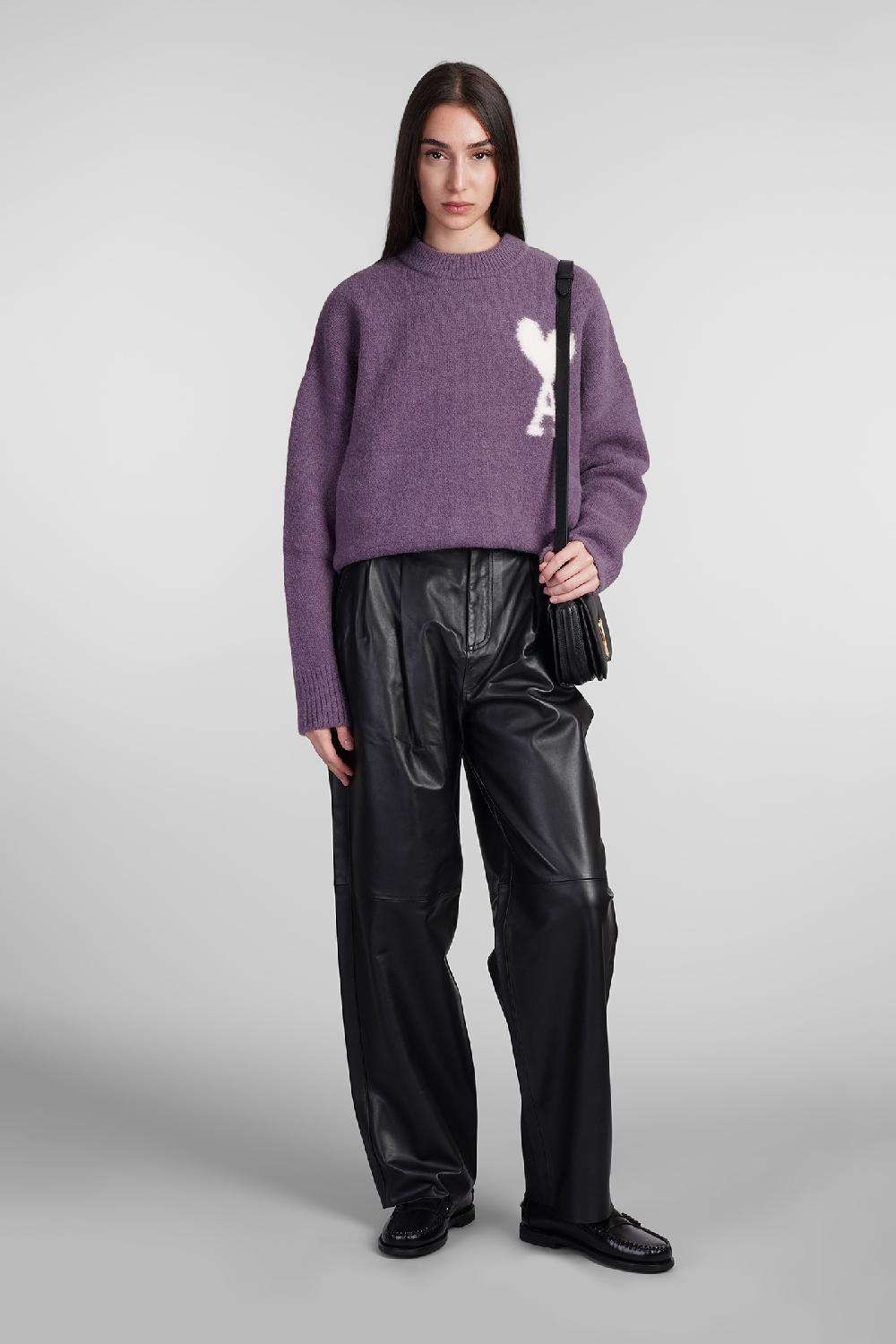 Deliberti Ami Paris Maglia In Lana Viola Cod. 406930 - Deliberti The Luxury Shopping