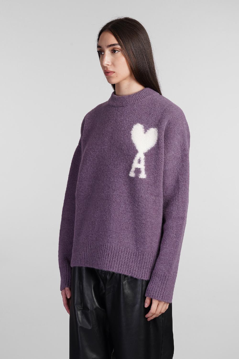 Deliberti Ami Paris Maglia In Lana Viola Cod. 406930 - Deliberti The Luxury Shopping