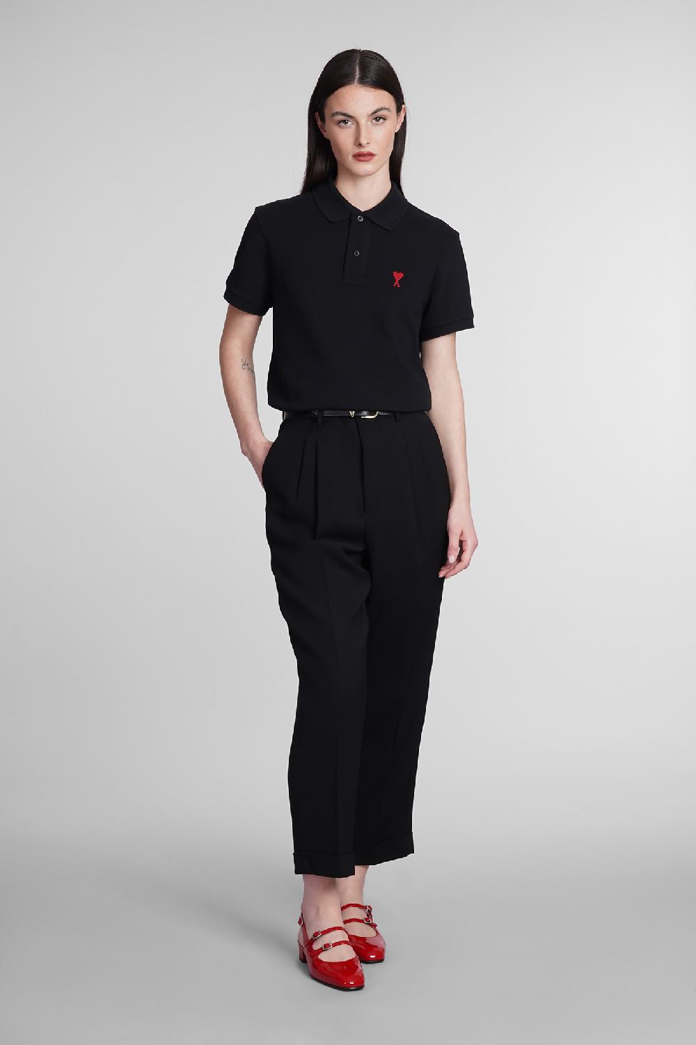 Deliberti Ami Paris Polo In Cotone Nero Cod. 393421 - Deliberti The Luxury Shopping