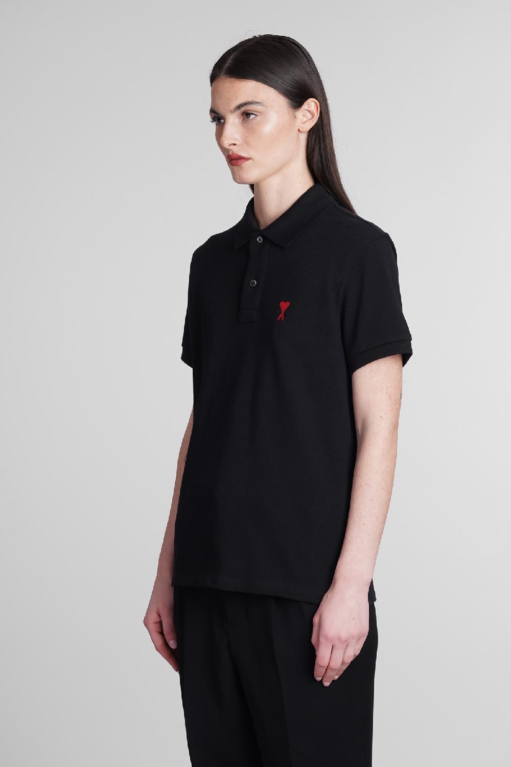 Deliberti Ami Paris Polo In Cotone Nero Cod. 393421 - Deliberti The Luxury Shopping