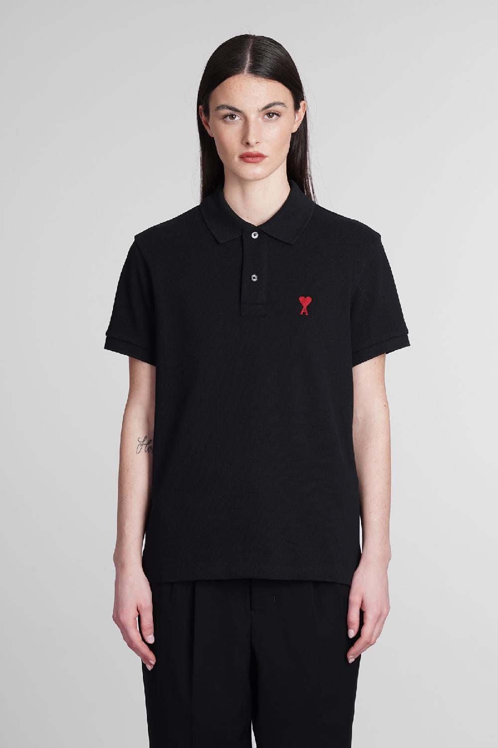 Deliberti Ami Paris Polo in cotone nero cod. 393421 - Deliberti The Luxury Shopping