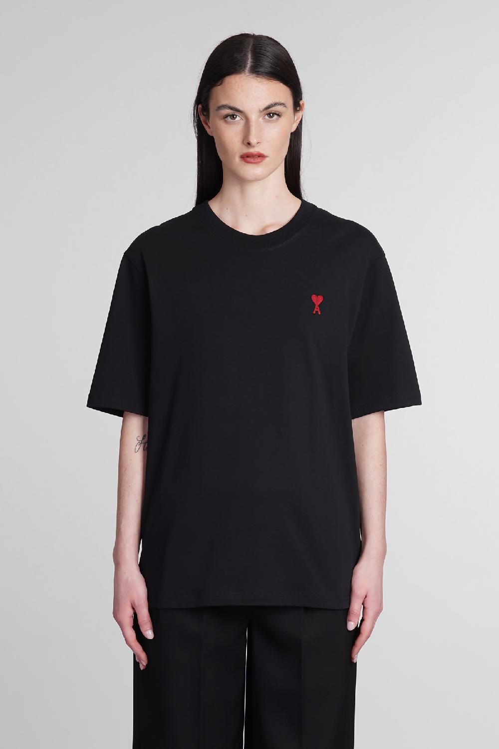 Deliberti Ami Paris T-shirt in cotone nero cod. 393423 - Deliberti The Luxury Shopping