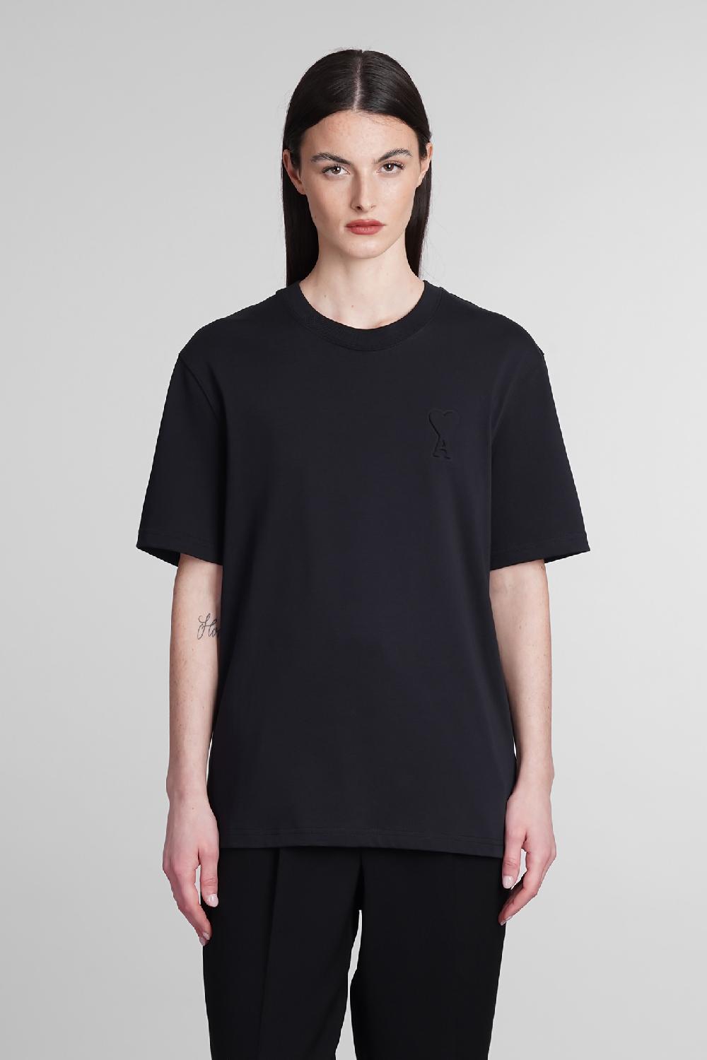 Deliberti Ami Paris T-shirt in cotone nero cod. 393428 - Deliberti The Luxury Shopping