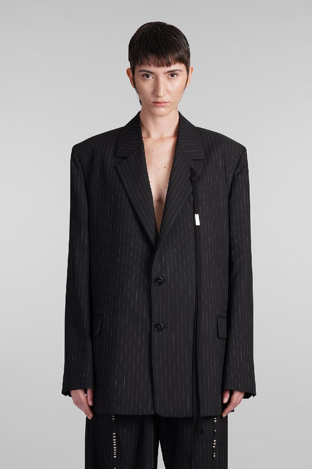 Deliberti Ann Demeulemeester Blazer lizzie in lana nera cod. 409431 - Deliberti The Luxury Shopping