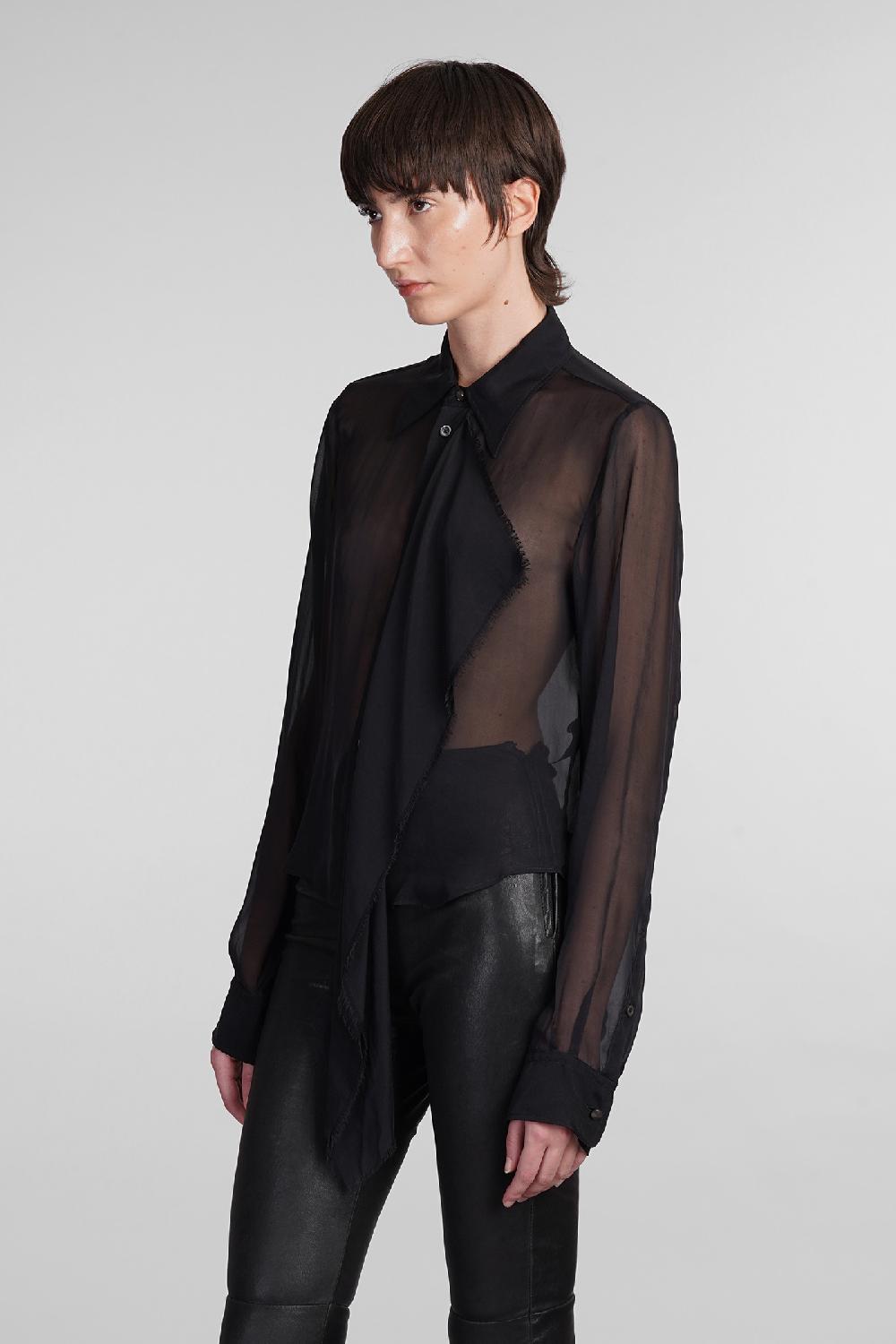 Deliberti Ann Demeulemeester Camicia Thyrvi In Seta Nera Cod. 406852 - Deliberti The Luxury Shopping